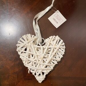 NEW White Woven Rustic Wicker Wood Rattan JUMBO Heart Tree Ornament Home Decor